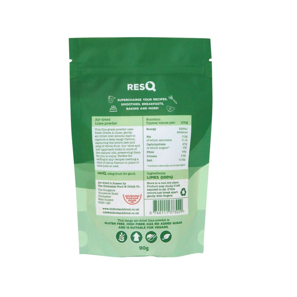 RESQ Lime Powder - 100% Air-Dried Limes 90g