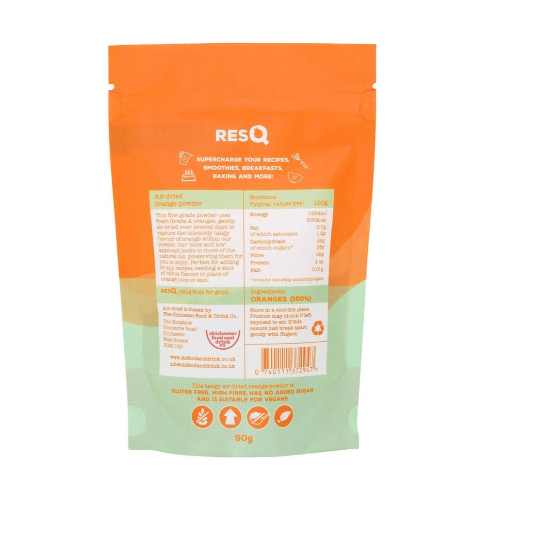 RESQ Orange Powder - 100% Air-Dried Oranges 90g