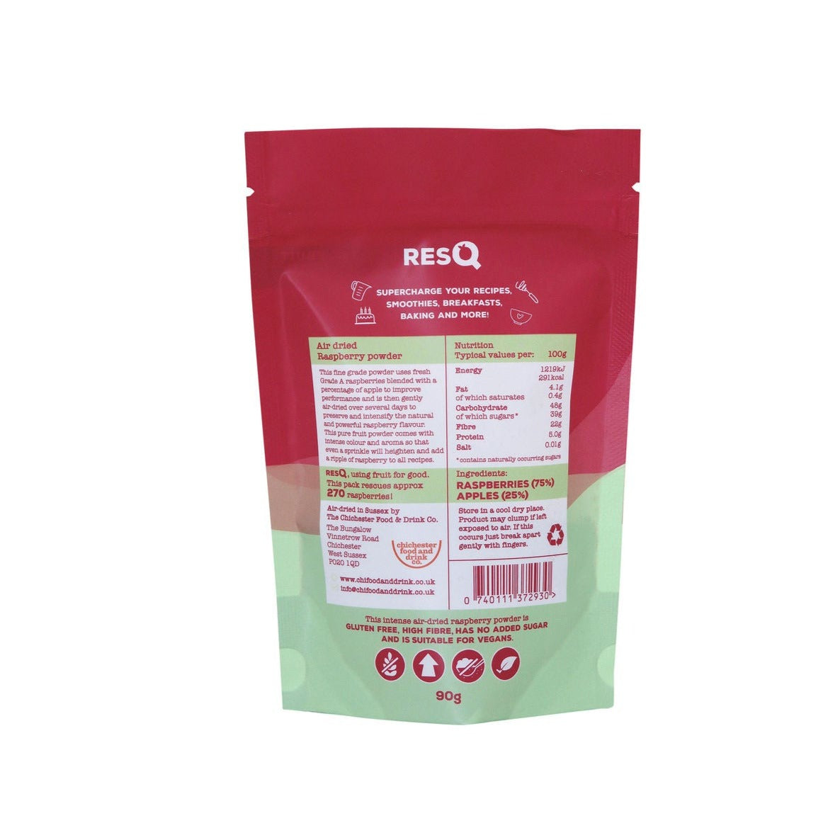 RESQ Raspberry Powder - 100% Air-Dried Raspberry 90g